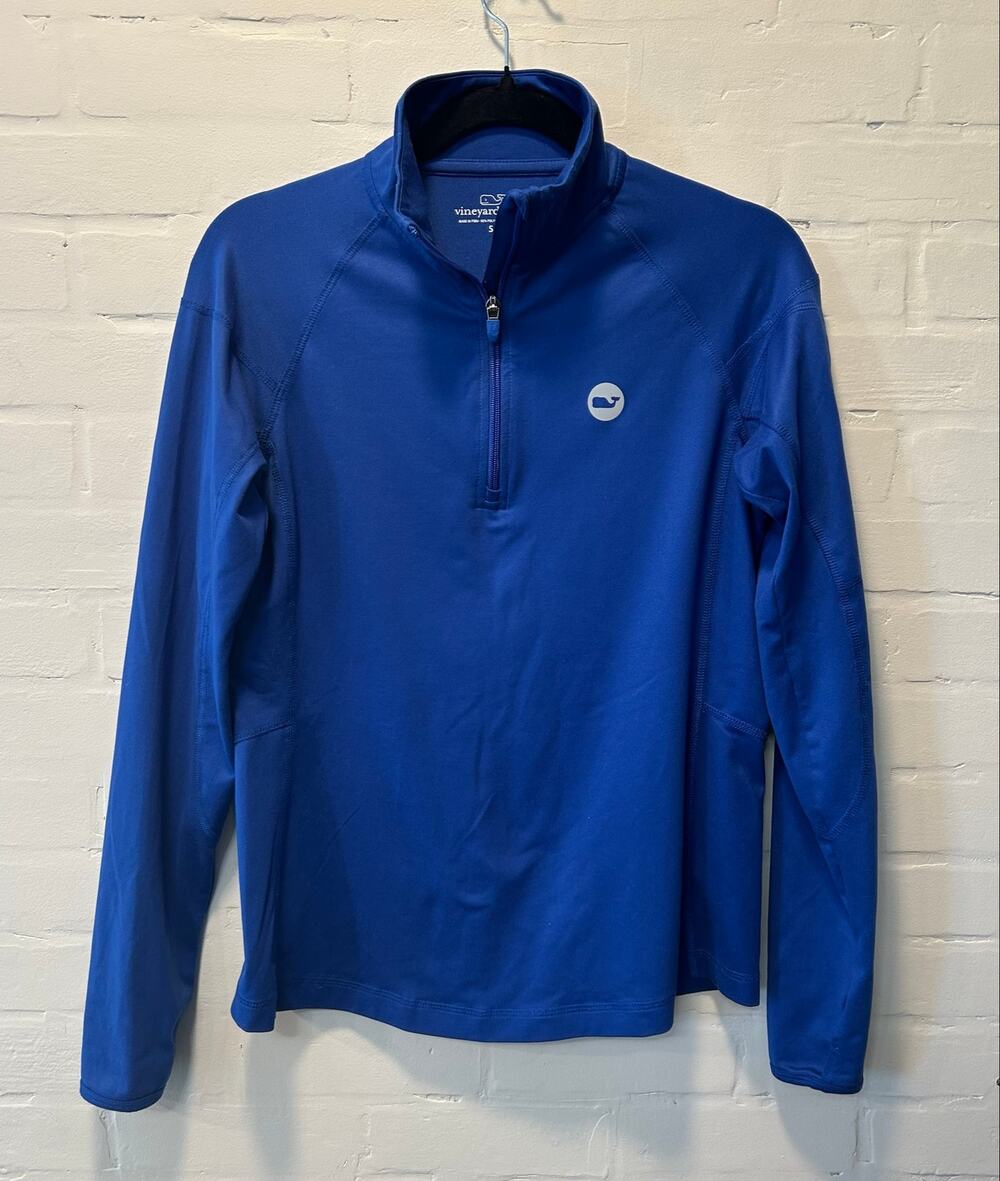 Vineyard Vines Women’s Performance 1/4 Zip Pullover Blue Whale Logo Size S